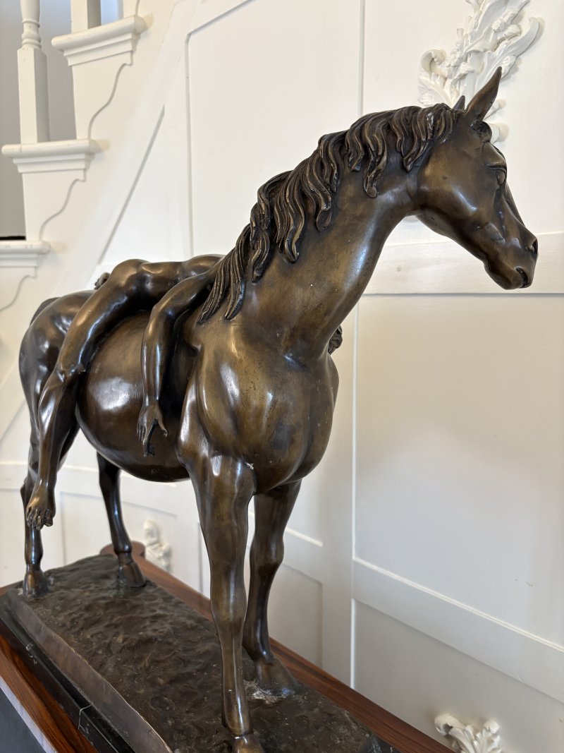 Large Antique Bronze Study of a Nude Male on Horseback - Image 8